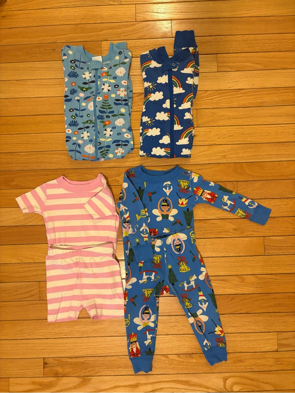 Hanna Andersson lot size 2/3 pajamas, short and long johns zip up, 100% cotton